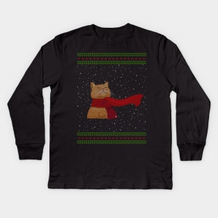 Knitted Cat Kids Long Sleeve T-Shirt